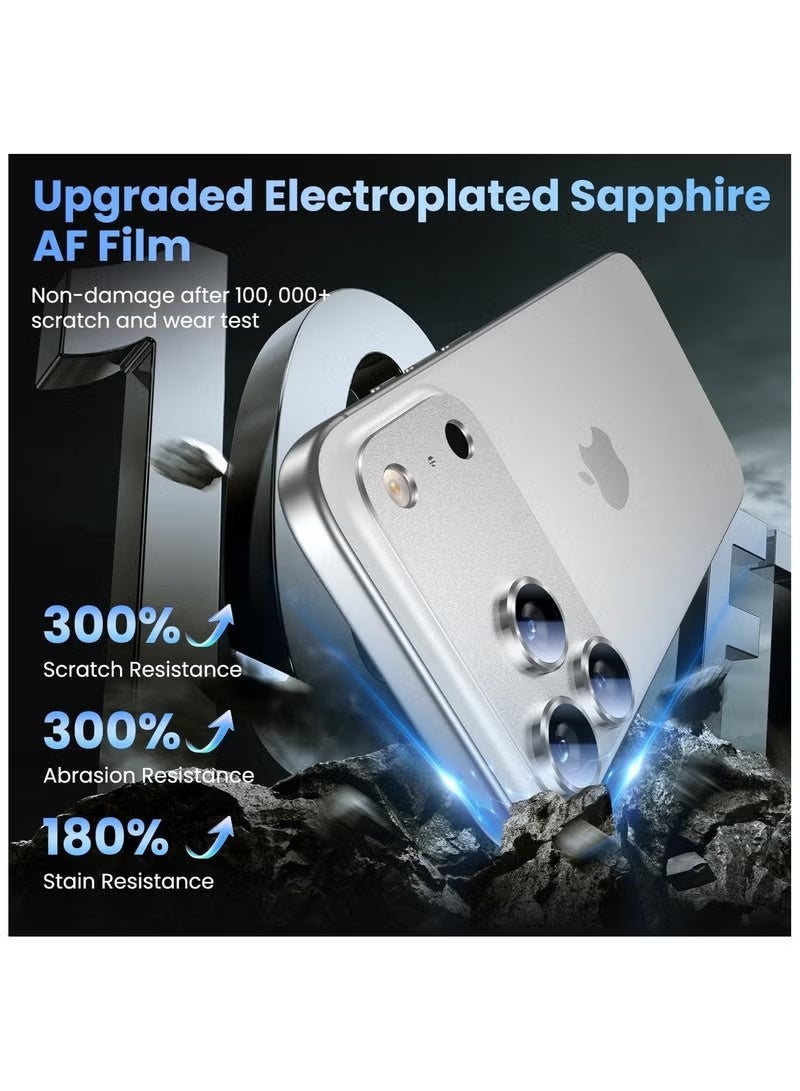 واقي عدسة كاميرا آيفون 17 برو، مُحسّن، قوي الالتصاق، مصنوع من سبيكة معدنية وزجاج مقوى، واقي شاشة الكاميرا الخلفية، غطاء مقاوم للكسر، ملحقات فضية اللون - Image 5